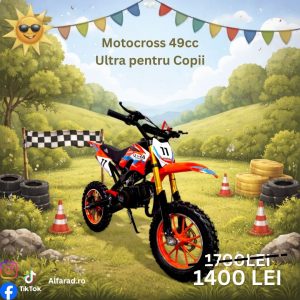 Motocicleta Cross 49cc DirtBike Enduro Ultra Moto copii portocaliu