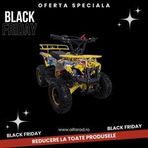 ATV Copii 49cc Ultra Hummer demaror automat 6” galben grafitti balon mare