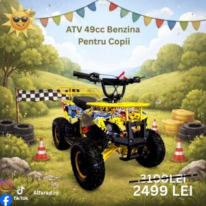 ATV Copii 49cc Ultra Hummer demaror automat 6” galben grafitti balon mare