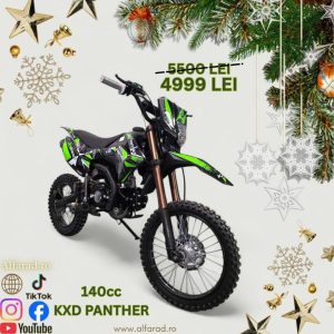 Cross-140cc, KXD Pro Germany, Panther, pornire - electric+kickstart, cutie viteză - manuală 4 trepte, roţi 17/14, verde