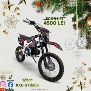 Cross 125cc, KXD Pro Germany - GT 125-S, far LED, pornire la buton si kickstart, cutie de viteza în 4 trepte, roti 17/14, Rosu aprins