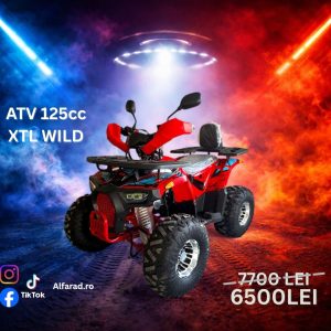 ATV 125cc pentru copii de la XTL – Wild, Motor pe benzina in 4 timpi, Pornire la buton, Cutie de viteza F-N-R, Roti 8 inch, Rosu