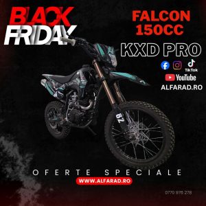 Cross 150cc de la KXD Pro Germany – 613 Falcon, Motor in 4 timpi, Pornire electrica si kickstart, Cutie de viteza manuala in 5 trepte, Roti 19-16, Turcoaz