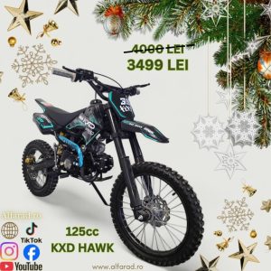 Cross 125cc Hawk 607 KXD E-Start, manual 4 trepte roti 17”14″ Turcoaz